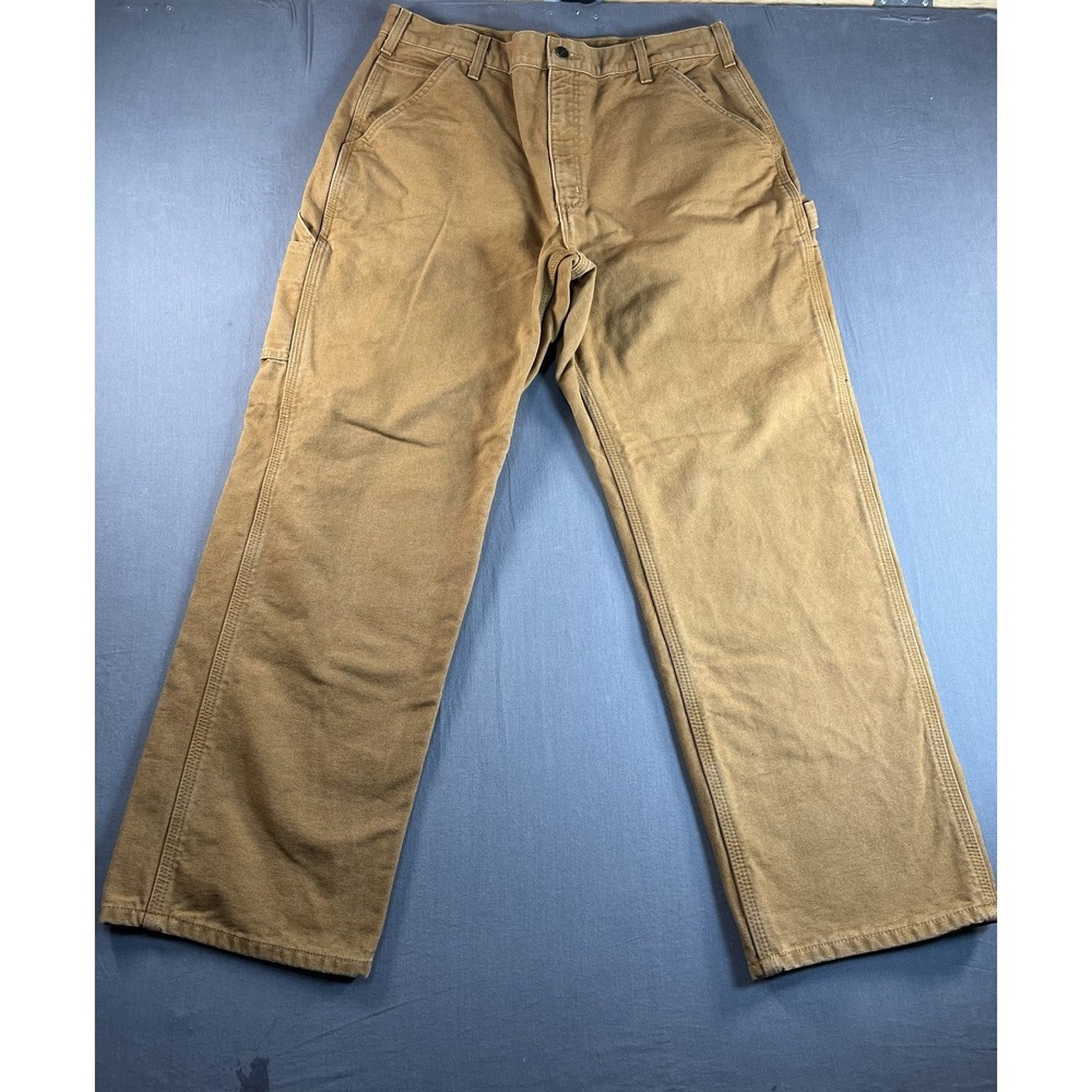 Carhartt B111 Men's Pants 36x30 Flannel Lined Brown Loose Original Fit
